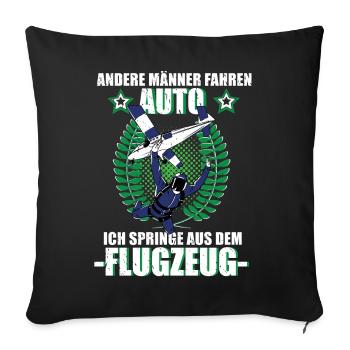 Fallschirmspringen Fallschirm Tandemsprung Spruch - Sofakissenbezug 45 x 45 cm - Schwarz - Vorne