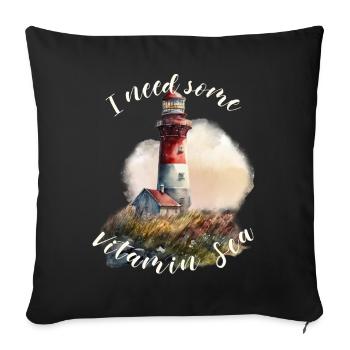 Vitamin Sea Leuchtturm - Sofakissenbezug 45 x 45 cm - Schwarz - Vorne