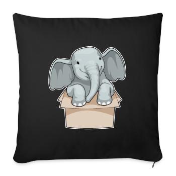 Boîte en carton d’éléphant - Housse de coussin décorative 45 x 45 cm - noir - Devant