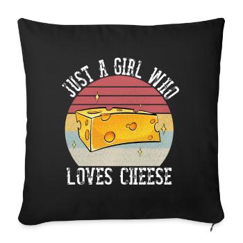 Just A Girl Who Loves Cheese Shirt Cheese Lover - Sofa pillowcase 17,3'' x 17,3'' (45 x 45 cm) - black - Front