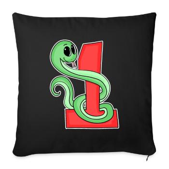 1 an - inscription à l’école - motif serpent - Housse de coussin décorative 45 x 45 cm - noir - Devant