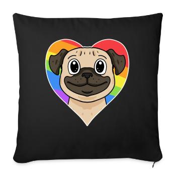 Rainbow - Dog with heart - Sofa pillowcase 17,3'' x 17,3'' (45 x 45 cm) - black - Front