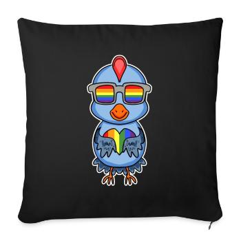 Rainbow - Chicken with glasses and heart - Sofa pillowcase 17,3'' x 17,3'' (45 x 45 cm) - black - Front