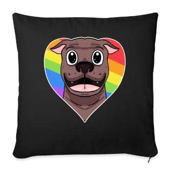 Rainbow - dog with glasses and heart - Sofa pillowcase 17,3'' x 17,3'' (45 x 45 cm) - black - Front