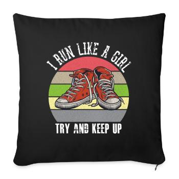 Vintage Retro Cross Country Running - Sofa pillowcase 17,3'' x 17,3'' (45 x 45 cm) - black - Front