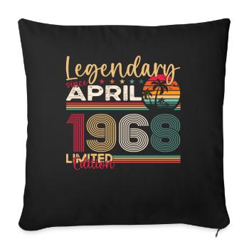 55e anniversaire homme April Né en 1968 Légendaire - Housse de coussin décorative 45 x 45 cm - noir - Devant