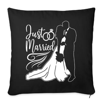 Couple juste marié Femme Mari - Housse de coussin décorative 45 x 45 cm - noir - Devant