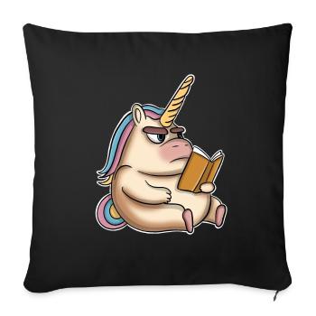 Licorne Reading Livres - Housse de coussin décorative 45 x 45 cm - noir - Devant