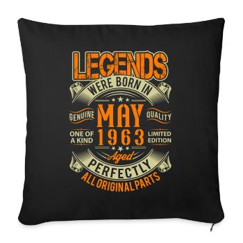 1963 Mai Birthday Legend - Housse de coussin décorative 45 x 45 cm - noir - Devant