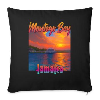 Coucher de soleil à Montego Bay, Jamaïque - Housse de coussin décorative 45 x 45 cm - noir - Devant
