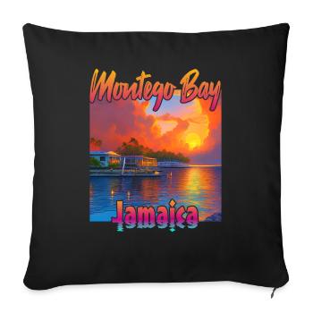 Coucher de soleil à Montego Bay, Jamaïque - Housse de coussin décorative 45 x 45 cm - noir - Devant