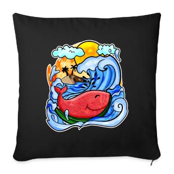 Baleine pastèque - Housse de coussin décorative 45 x 45 cm - noir - Devant