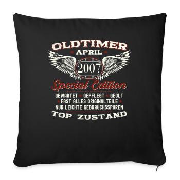 16. Geburtstag Mann April Jahrgang 2007 Oldtimer - Sofakissenbezug 45 x 45 cm - Schwarz - Vorne