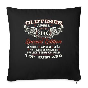 20. Geburtstag Mann April Jahrgang 2003 Oldtimer - Sofakissenbezug 45 x 45 cm - Schwarz - Vorne