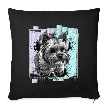 Yorkshire Terrier - Sofa pillowcase 17,3'' x 17,3'' (45 x 45 cm) - black - Front