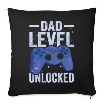 Gaming Gamer Papa Dad Level Unlocked Geschenkidee - Sofakissenbezug 45 x 45 cm - Schwarz - Vorne
