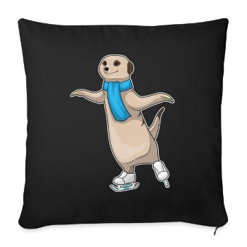 Suricates patins à glace - Housse de coussin décorative 45 x 45 cm - noir - Devant
