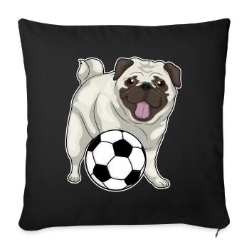 Pug Soccer Player Soccer - Housse de coussin décorative 45 x 45 cm - noir - Devant
