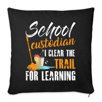 School Custodian Quote Education Custodial - Sofa pillowcase 17,3'' x 17,3'' (45 x 45 cm) - black - Front