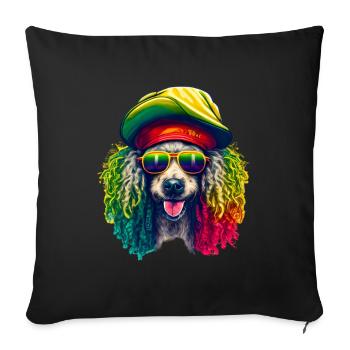 Cool Rasta Poodle Colorful - Sofa pillowcase 17,3'' x 17,3'' (45 x 45 cm) - black - Front