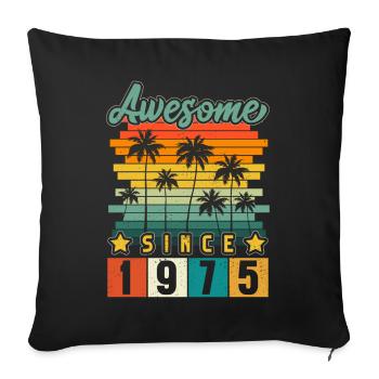 1975 Born Birthday Year of birth vintage - Sofa pillowcase 17,3'' x 17,3'' (45 x 45 cm) - black - Front