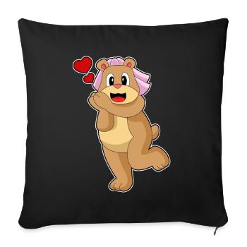 Mariage Bear Bride Veil - Housse de coussin décorative 45 x 45 cm - noir - Devant