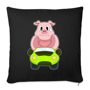 Pig Car - Sofa pillowcase 17,3'' x 17,3'' (45 x 45 cm) - black - Front