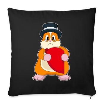 Hamster Bräutigam Herz Hochzeit - Sofakissenbezug 45 x 45 cm - Schwarz - Vorne