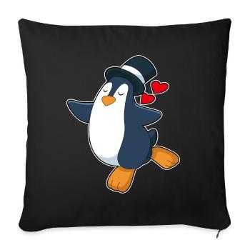 Pinguin Bräutigam Zylinder Hochzeit - Sofakissenbezug 45 x 45 cm - Schwarz - Vorne