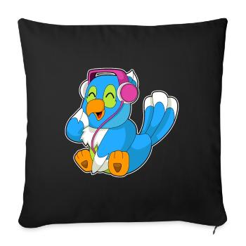 Parrot Musique Casque - Housse de coussin décorative 45 x 45 cm - noir - Devant