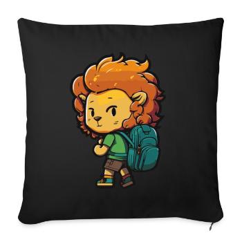 Cute lion design for kindergarten and school children - Sofa pillowcase 17,3'' x 17,3'' (45 x 45 cm) - black - Front