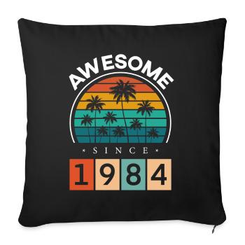 1984 Anniversaire Né Année de naissance millésime - Housse de coussin décorative 45 x 45 cm - noir - Devant