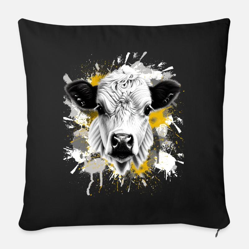 Vache - Housse de coussin décorative 45 x 45 cm - noir