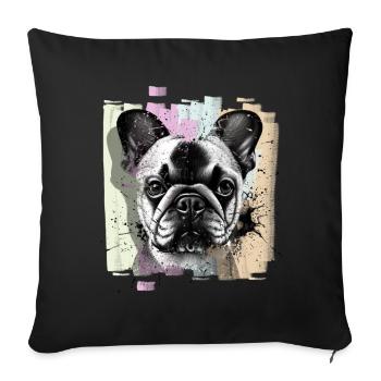 French Bulldog Frenchie - Housse de coussin décorative 45 x 45 cm - noir - Devant