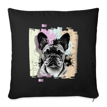 French Bulldog Frenchie - Housse de coussin décorative 45 x 45 cm - noir - Devant