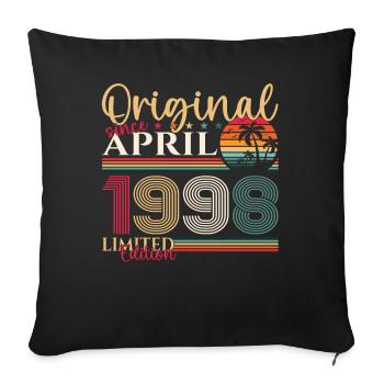 25th birthday man April Born 1998 Original - Sofa pillowcase 17,3'' x 17,3'' (45 x 45 cm) - black - Front