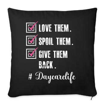 Fournisseur de services de garde Love Enseignante en garderie - Housse de coussin décorative 45 x 45 cm - noir - Devant