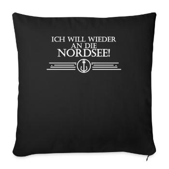 Nordsee Spruch Anker Ornament - Sofakissenbezug 45 x 45 cm - Schwarz - Vorne