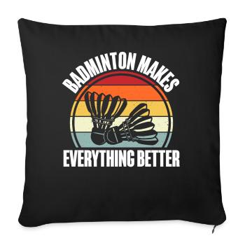 Badminton - Housse de coussin décorative 45 x 45 cm - noir - Devant