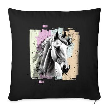 Horse - Sofa pillowcase 17,3'' x 17,3'' (45 x 45 cm) - black - Front