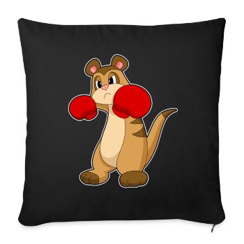 Boxer Boxeur Suricate Gants de boxe Boxe - Housse de coussin décorative 45 x 45 cm - noir - Devant