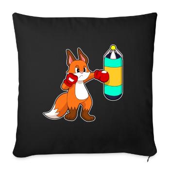 Fuchs Boxer Boxsack Boxen - Sofakissenbezug 45 x 45 cm - Schwarz - Vorne