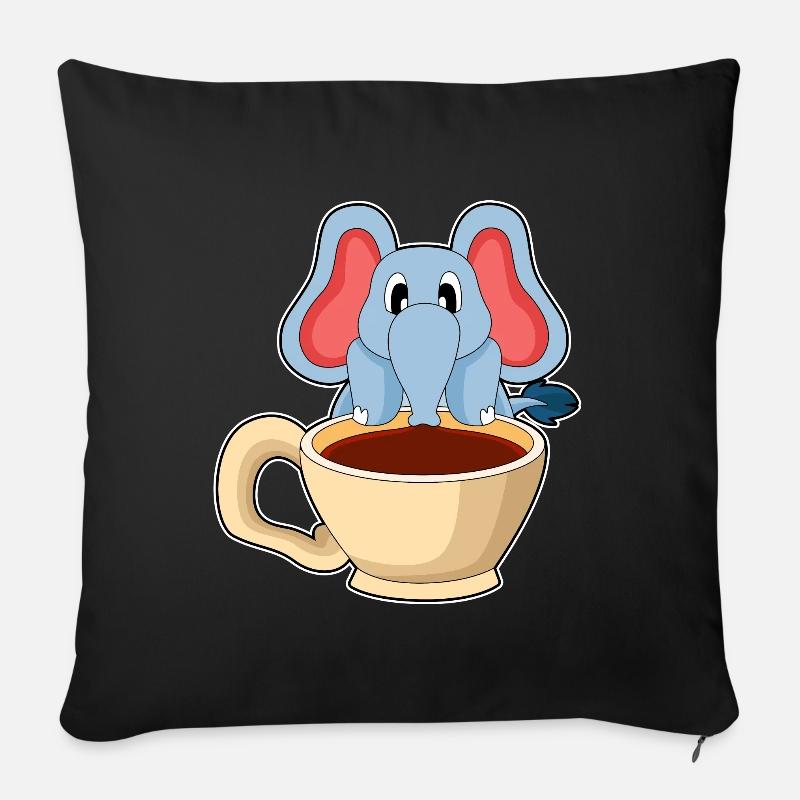 Elefant Kaffee - Sofakissenbezug 45 x 45 cm - Schwarz