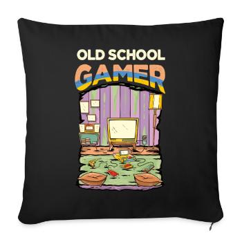 Old School Gamer, Funny Retro Video Games Console - Sofa pillowcase 17,3'' x 17,3'' (45 x 45 cm) - black - Front