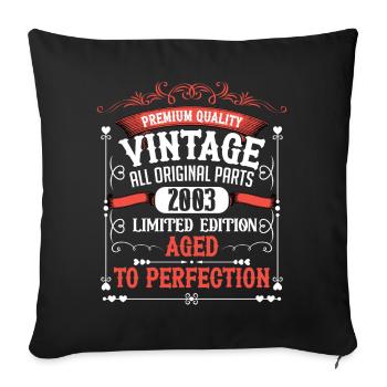 2003 Année de naissance Né Anniversaire Vintage - Housse de coussin décorative 45 x 45 cm - noir - Devant