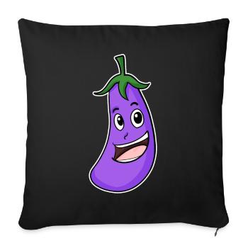 Motif aubergine - Housse de coussin décorative 45 x 45 cm - noir - Devant