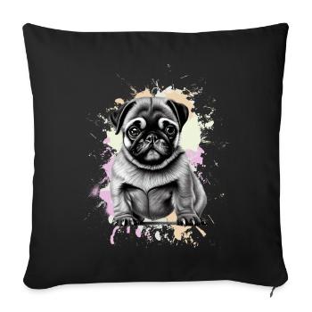 Chien carlin - Housse de coussin décorative 45 x 45 cm - noir - Devant