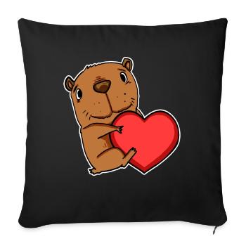 Capybara capybara heart motif - Sofa pillowcase 17,3'' x 17,3'' (45 x 45 cm) - black - Front
