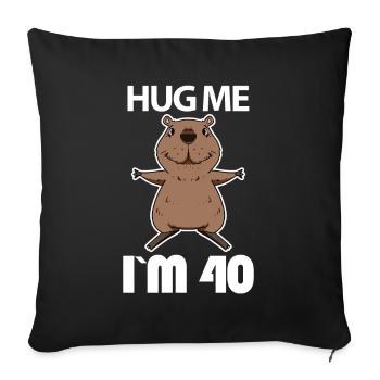 40 ans - 40 ans - câlin - Housse de coussin décorative 45 x 45 cm - noir - Devant