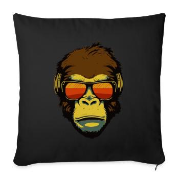 Cool monkey with sunglasses and headphones - Sofa pillowcase 17,3'' x 17,3'' (45 x 45 cm) - black - Front